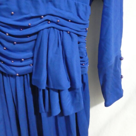 RANDY COLLECTIONS | size 14 | Elegant Blue Long Sleeve Event Party Dress - Picture 8 of 16